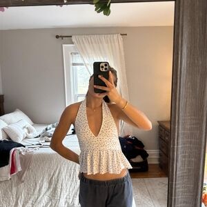 Zara Polka Dot Halter Crop Top